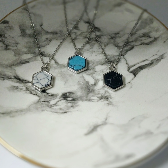 Geometric Hexagon Necklaces - Picture 3 of 4